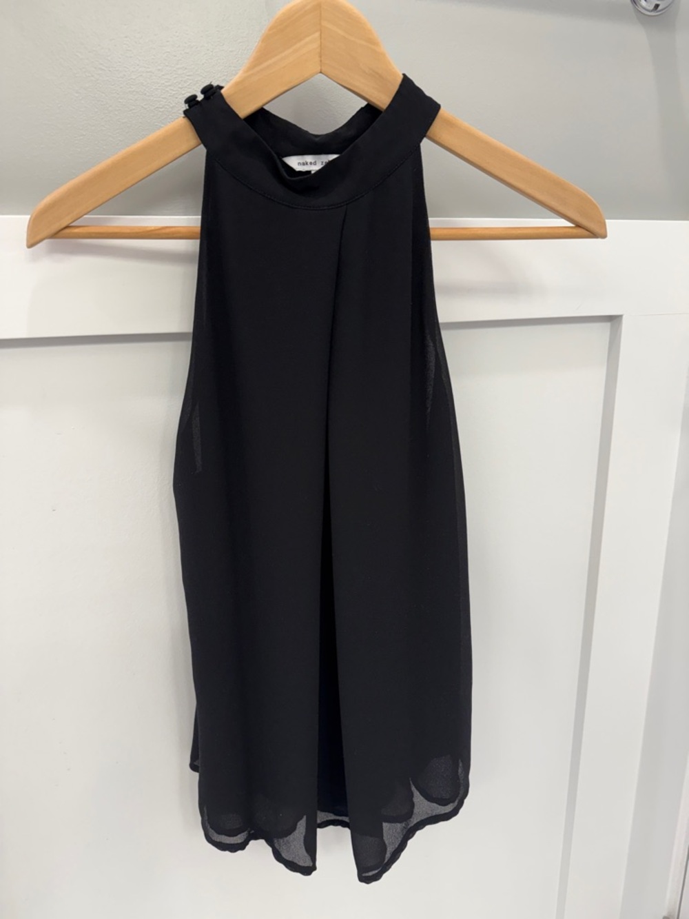 Naked Zebra Black Chiffon Halter Top